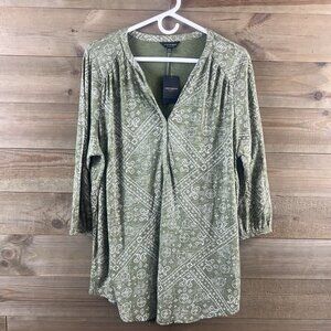Lucky Brand Womens Shirt 3/4 Sleeve Paisley Boho Prairie Cottagecore Size 1X